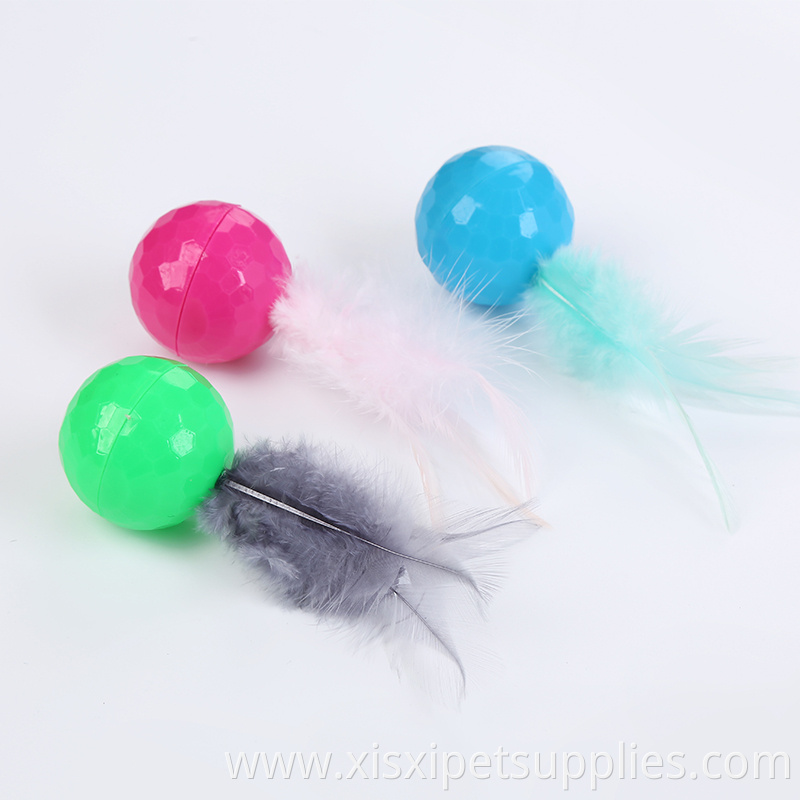 Pet Cat Toy plastic Ball Feather Playing Cat Ball Toy